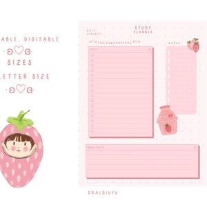 Printable Study Planner, Cute Study Planner, Kawaii Study Planner ...