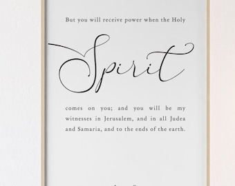 Acts 1:8 Bible Verse Wall Art, Digital Download, Christian Gift, Bible Printable, Office Home Decor, Scripture Print Art Saying