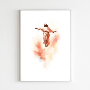 Ascension Of Jesus Christ, Jesus Print, Christian Wall Art, Jesus Art, Jesus Painting, Jesus Wall Art, Farmhouse Wall Decor, Bible Wall Art