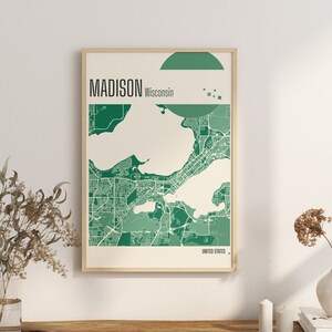 Imprimir Mapa MADISON Mapa de la ciudad de Wisconsin Impresiones en terracota Arte mural en jade verde y azul Mapa de Madison ESTADOS UNIDOS Mapas de la ciudad Descarga digital