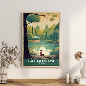 Print Parc La Fontaine Poster Quebec Montreal Poster Lakeside Picnics Wall Decor Sunday Strolls Music Events Art Print Canada Montréal