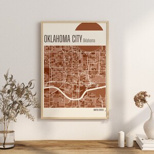 Imprimir Mapa Mapa de la ciudad de OKLAHOMA Impresiones en terracota Mapa de arte mural de jade verde y azul Mapa de la ciudad de ESTADOS UNIDOS Descarga digital