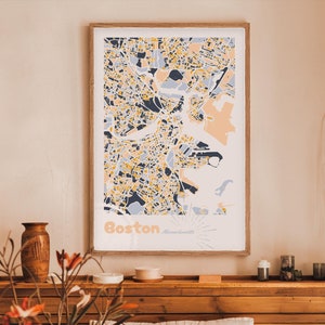 Um pôster de mapa personalizado, design de mapa vintage, mapa da cidade moderno e colorido, impressões de mapa personalizadas, mapas para DOWNLOAD DIGITAL, Art Déco
