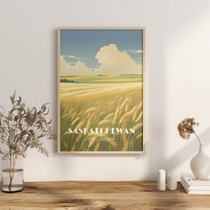 Druck Saskatchewan Poster Wiese Landschaft Ansichten Wall Decor Living Skies Art Print Kanada Plakat Vintage Wandkunst Regina