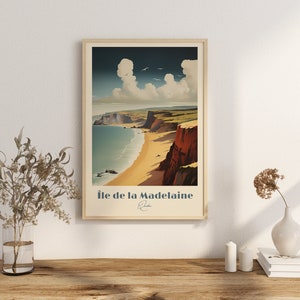 Print Madeleine Island Poster Strand Entspannung Strand in New York Poster Sandy Strolls Wall Decor Ocean Waves Art Print