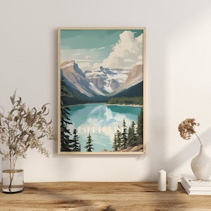Print Lake Louise Banff Poster Alberta Paddleboard Serenity Alberta Poster Glacial Beauty Wall Decor Iconic Chateau Views Art Print Canada