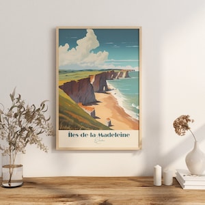 Print Madeleine Island Poster Strand Entspannung Strand in New York Poster Sandy Strolls Wall Decor Ocean Waves Art Print