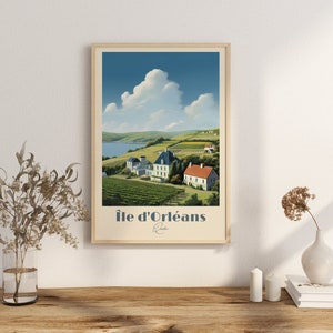 Impresión de la isla de Orleans Póster Impresión de pared de bodega de Quebec Decoración de pared de Quebec Impresión artística de la isla de Orleans Vino Ocean House Decoración del hogar