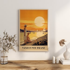 Print Vancouver Island Poster British Columbia Poster Sunset and Flowers Wall Decor Peaceful Evening Art Print Canada