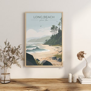 Print Long Beach Poster Tofino British Columbia Poster Surfing Waves Wall Decor Pacific Coast Art Print Canada