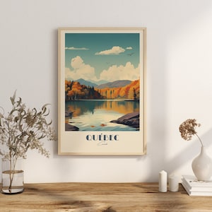 Print Quebec Autumn Maple Lake Poster Canada Fall Tremblant, Oka Art Print Quebec Wall Decor Maple Leaves Mauricie Jacques Cartier
