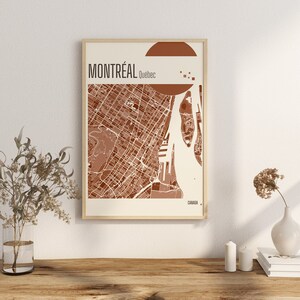 Imprimir Mapa Mapas de la ciudad de Montreal, Quebec Mapa de la ciudad de Canadá Impresiones en terracota Arte mural en jade verde y azul Mapas de la ciudad de Montreal, Canadá en Quebec