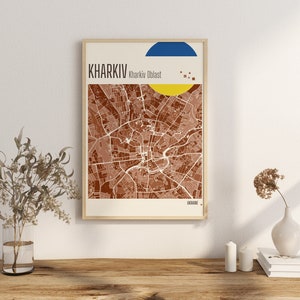 Imprimir Mapa de la provincia de Járkov Mapa de la ciudad de JÁRKIV Impresiones en terracota Arte mural de jade verde y azul Mapa de Járkov Mapas de ciudades de Ucrania Descarga digital