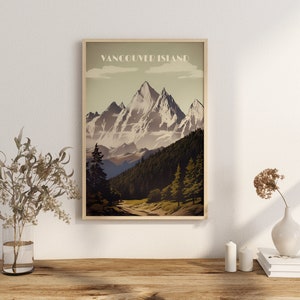Impression Affiche de l'île de Vancouver Affiche de la Colombie-Britannique Randonnée au mont Arrowsmith Décoration murale Paysage de pics rocheux Impression d'art Canada