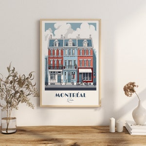 Affiche de voyage du Plateau Mont-Royal | Coeur de Montréal Vie | Décoration d'intérieur du Québec | Art mural quartier urbain canadien Montréal