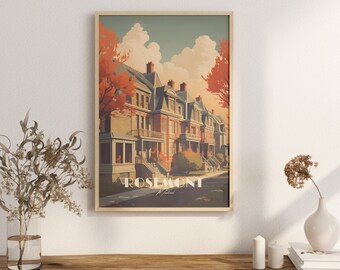 Print Rosemont, Montreal Poster Urban Vibe Wall Decor Trendy Art Print Canada Old city print Quebec vintage poster modern wall art