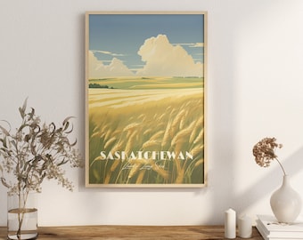 Print Saskatchewan plain Poster Meadow Landscape Views Wall Decor Living Skies Art Print Canada poster Vintage wall art Regina