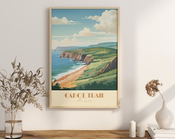 Print Cabot Trail Nova Scotia Poster The Scenic Route of Canada Nova Scotia Wall Decor Cabot Trail Art Print Hike Canada