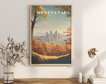 Print Montreal Belvédère Kondiaronk Poster Cityscape Views Wall Decor Urban Landmarks Art Print Mont Royale print Downtown Canada Vintage