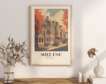 Print Mile-End Montreal Poster Trendy Neighborhood Scene Wall Decor Urban Vibes Art Print Canada vintage Mont Royal print Old Vintage art