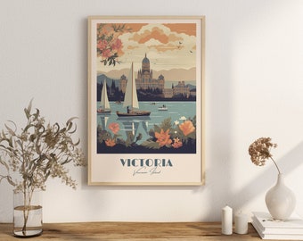 Print Victoria Parliament Poster British Columbia Poster Vanmcouver Island Wall Decor Historic Building Art Print Canada