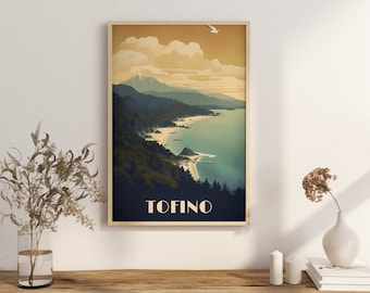 Print Long Beach Poster Tofino British Columbia Poster Surfing Waves Wall Decor Pacific Coast Art Print Vancouver Island Canada