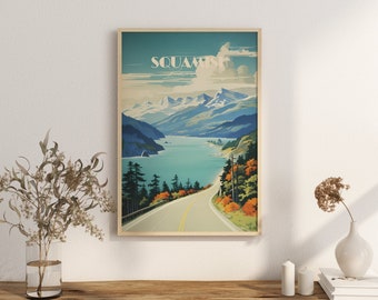 Print Squamish Poster British Columbia Vancouver Poster weg oceaan Wall Decor zee naar hemel Art Print Canada zonneschijn kust