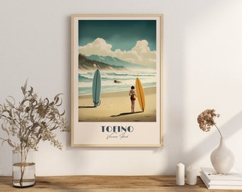 Tofino Surfer poster afdrukken Brits-Columbia poster surf Pacific Coast muur decor Wild Waves Art Print Canada