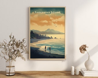 Print Tofino Surfer Poster British Columbia Poster Surf Pacific Coast Wall Decor Wild Waves Art Print Canada