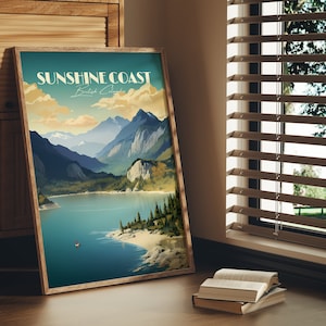 Print Sunshine Coast BC Poster Coastal Mountains Ocean Views Sunny Skies Art Print Seaside Relaxation Wall Decor Canadian Vancouver