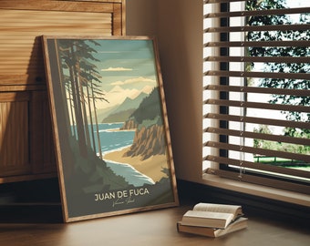 Kunstdruck Juan de Fuca Westküste Vancouver Island BC MarineTrail Strand Holz felsiger Strand alte Wald Küste Hauptpark Plakat