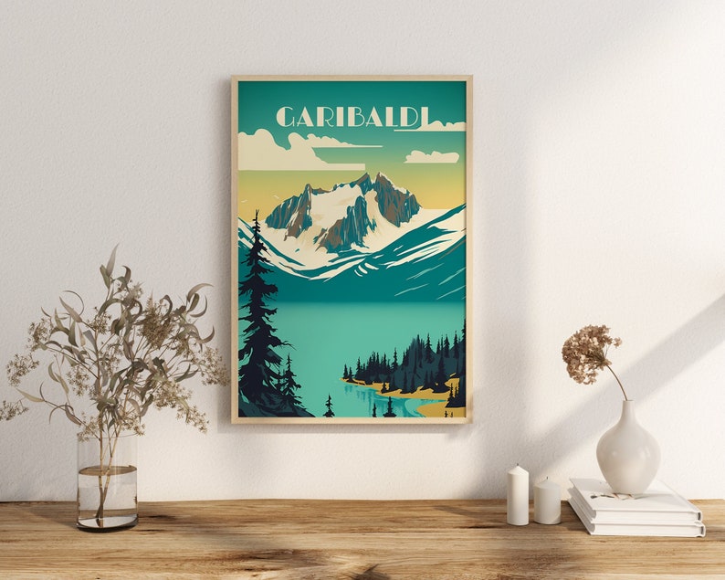 Print Garibaldi Lake Poster British Columbia Poster Hike Alpine Trails Wall Decor Serene Lakeside Camping Art Print Canada image 1