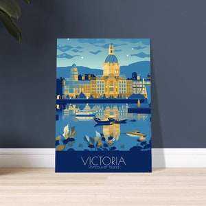 Victoria Parliament Travel Poster | Iconic BC Building Wall Art | British Columbia Home Decor | Art Print Canada