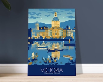 Victoria Parliament Travel Poster | Iconic BC Building Wall Art | British Columbia Home Decor | Art Print Canada