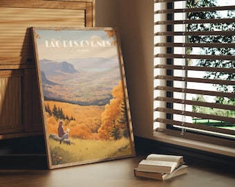 Imprimir Lac des Cygnes Charlevoix Québec Caminata Sepaq Cartel Parque Provincial Lac Montaña Saint Laurent Cartel Otoño Automne Imprimir hoja de arce