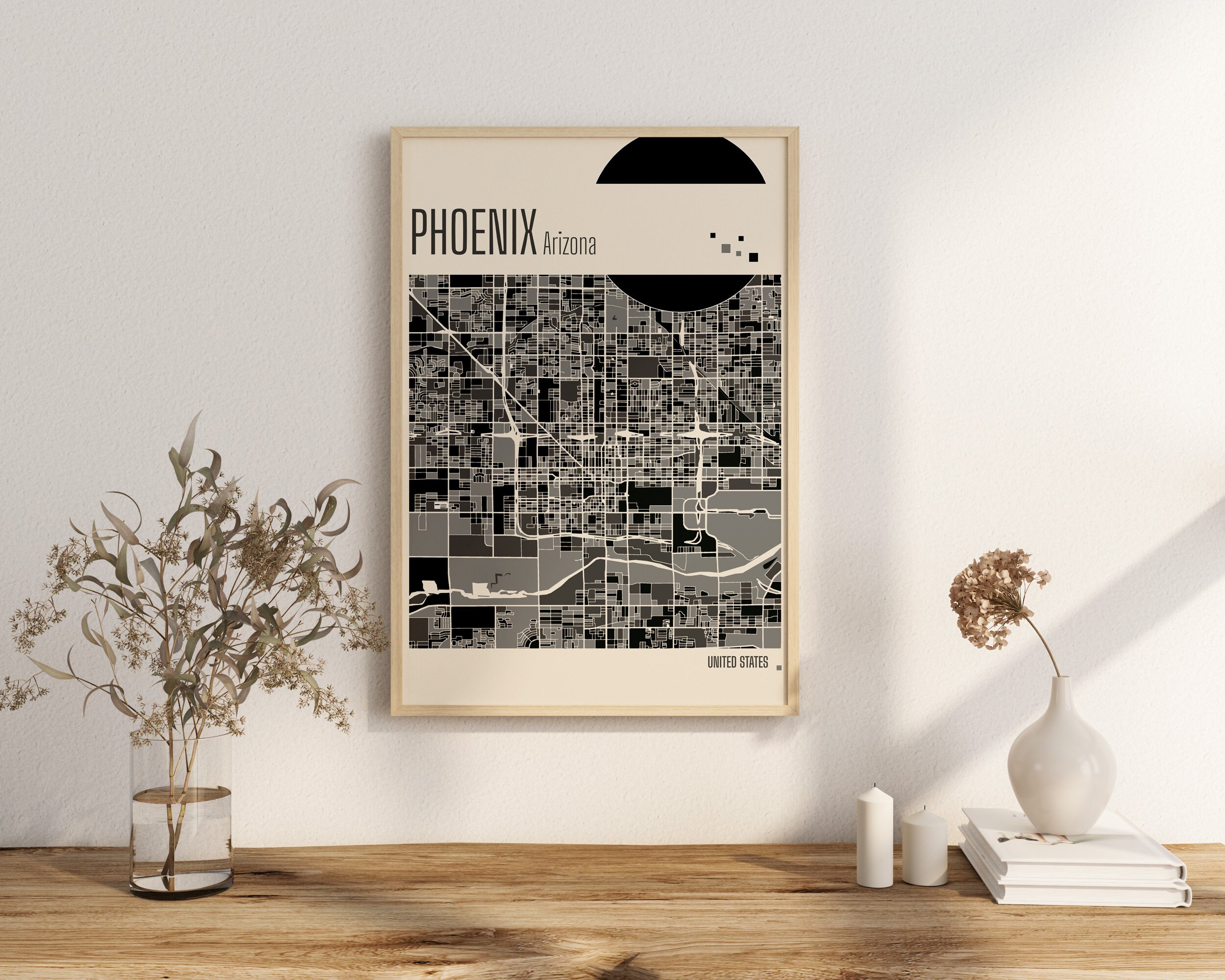 Print Map Phoenix Arizona City Maps United States City Map - Etsy