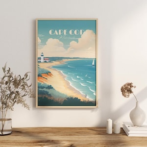 Affiche de Cape Cod, affiche de la Nouvelle-Angleterre, décoration murale du Massachusetts, impression d'art Cape Cod, États-Unis, cadeau d'été de plage, sable