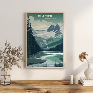 Print Glacier National Park Poster Montana National Park Montana Poster Hike Mountain Peaks Wall Decor Glacier Views Art Print USA