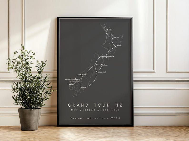 Custom Road Trip Map Print Route Art Minimalist Travel Il Sfcf 
