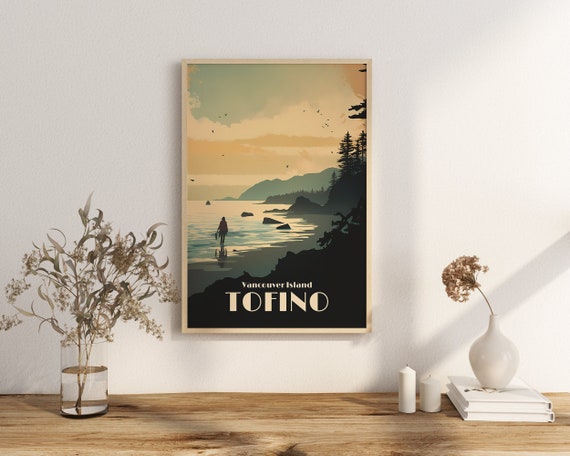 Tofino, C.-B. Affiche | Capitale canadienne du surf | Décoration murale de la Colombie-Britannique | Île de Vancouver Impression artistique