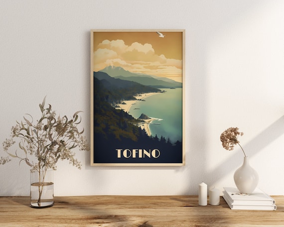 Print Long Beach Poster Tofino British Columbia Poster Surfing Waves Wall Decor Pacific Coast Art Print Vancouver Island Canada