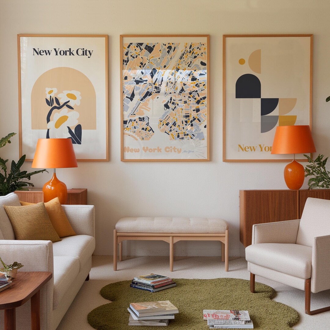 Set of 15 Custom Map Posters, Bauhaus and Matiss, Vintage Map Design ...