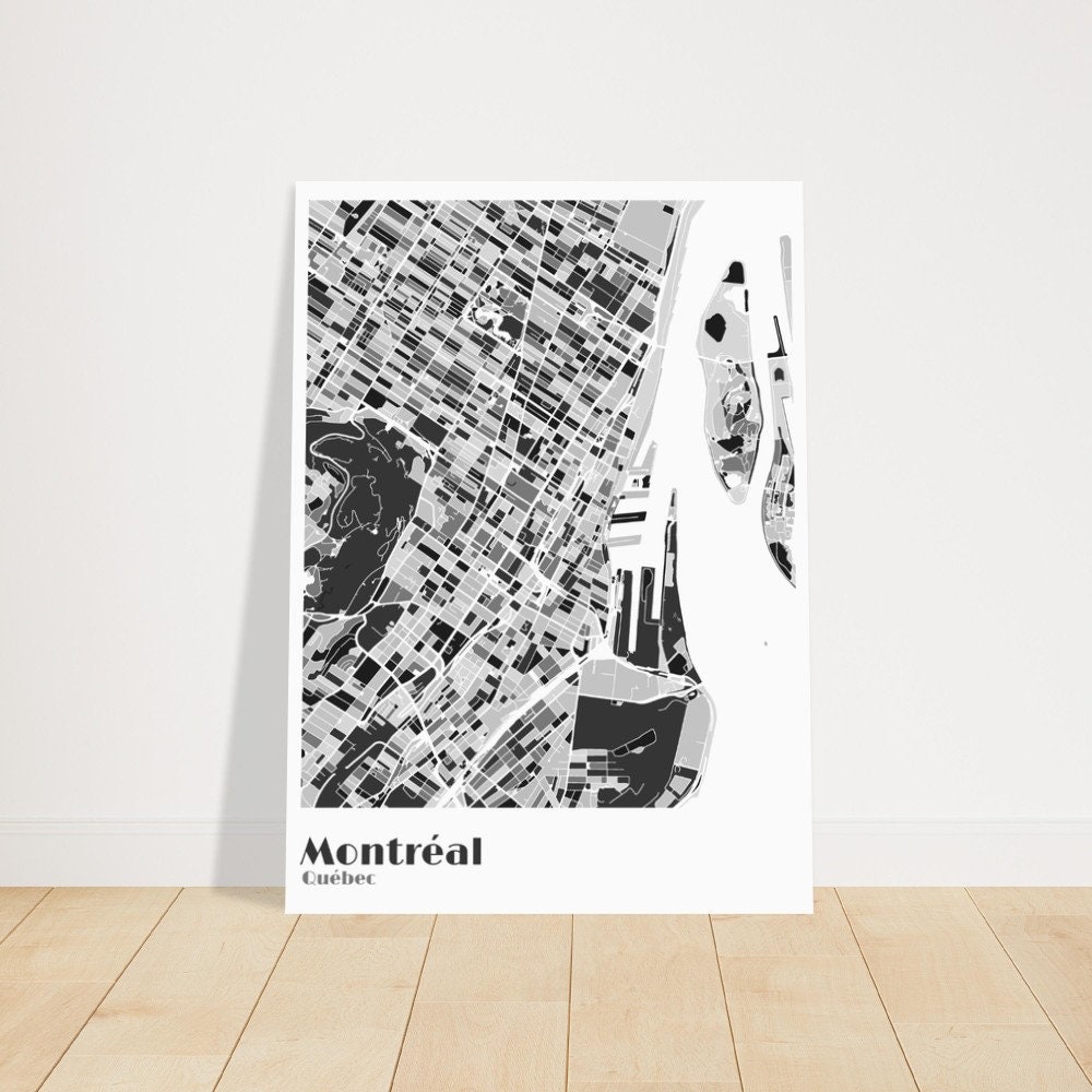 Print Map Montréal Québec City Maps City Map Prints Wall Art - Etsy