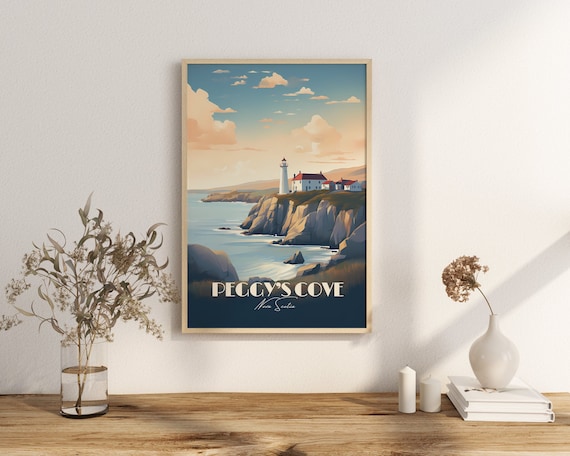 Print Peggy's Cove Poster Nova Scotia Lighthouse Views Nova Scotia Poster Coastal Walks Wall Decor Fishing Village Art Print Canada