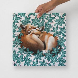 Fox Couple - fine art print of original oil on fabric painting