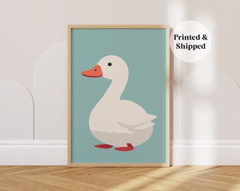 Duck Print, Blue Duck Wall Art Print, Simple Animal Prints Poster, Minimalist Wall Decor, Bedroom Nursery Dorm Prints, Printed & Shipped