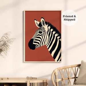 Zebra Print, Orange/Red Zebras Print, Zebra Lover Wall Art, Safari Animal Prints Poster, Bedroom Nursery Dorm Wall Art, Printed & Shipped