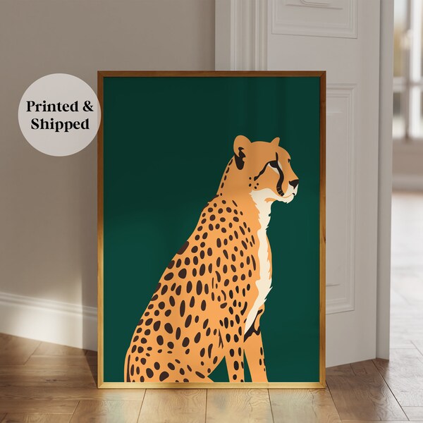 Green Cheetah Print, Leopard Wall Art Print, Trendy Green Animal Prints, Minimalist Wall Decor, Bedroom Dorm Room Print, Printed & Shipped