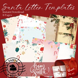 Plantillas de cartas de Papá Noel, cartas de Papá Noel para imprimir, cartas de Navidad para imprimir, descarga digital, cartas de Papá Noel editables, Canva PDF PNG