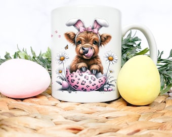 Easter Bunny Cow 11oz 15oz Mug Wrap, Easter DIY Gift Ideas, Easter Cow Mugs, Sublimation Design, PNG Digital Download